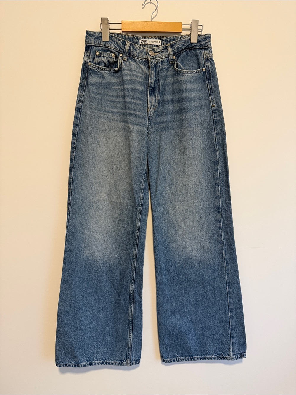 ZARA Wide Leg Denim Jeans in Blue Wash